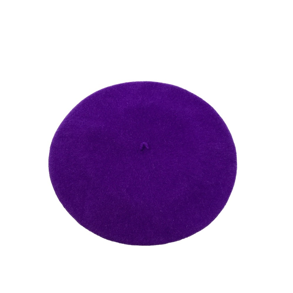 Betmar New York Beret Soft Round Women One Size 100% Wool Cap Hat Purple